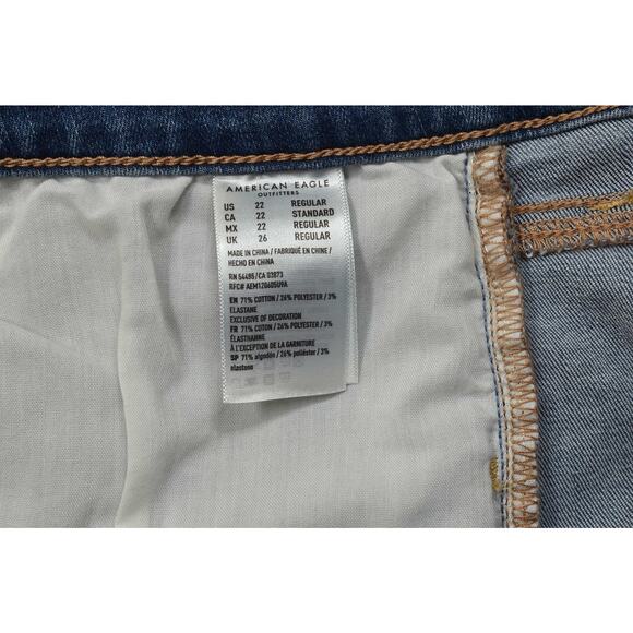 American Eagle Plus Size 22 Super Hi-Rise Jegging Crop W/ Tears Blue Cotton - Picture 2 of 8